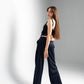 Straight-Leg Navy Pants