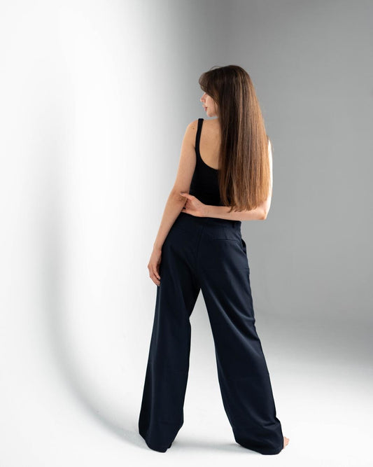 Straight-Leg Navy Pants
